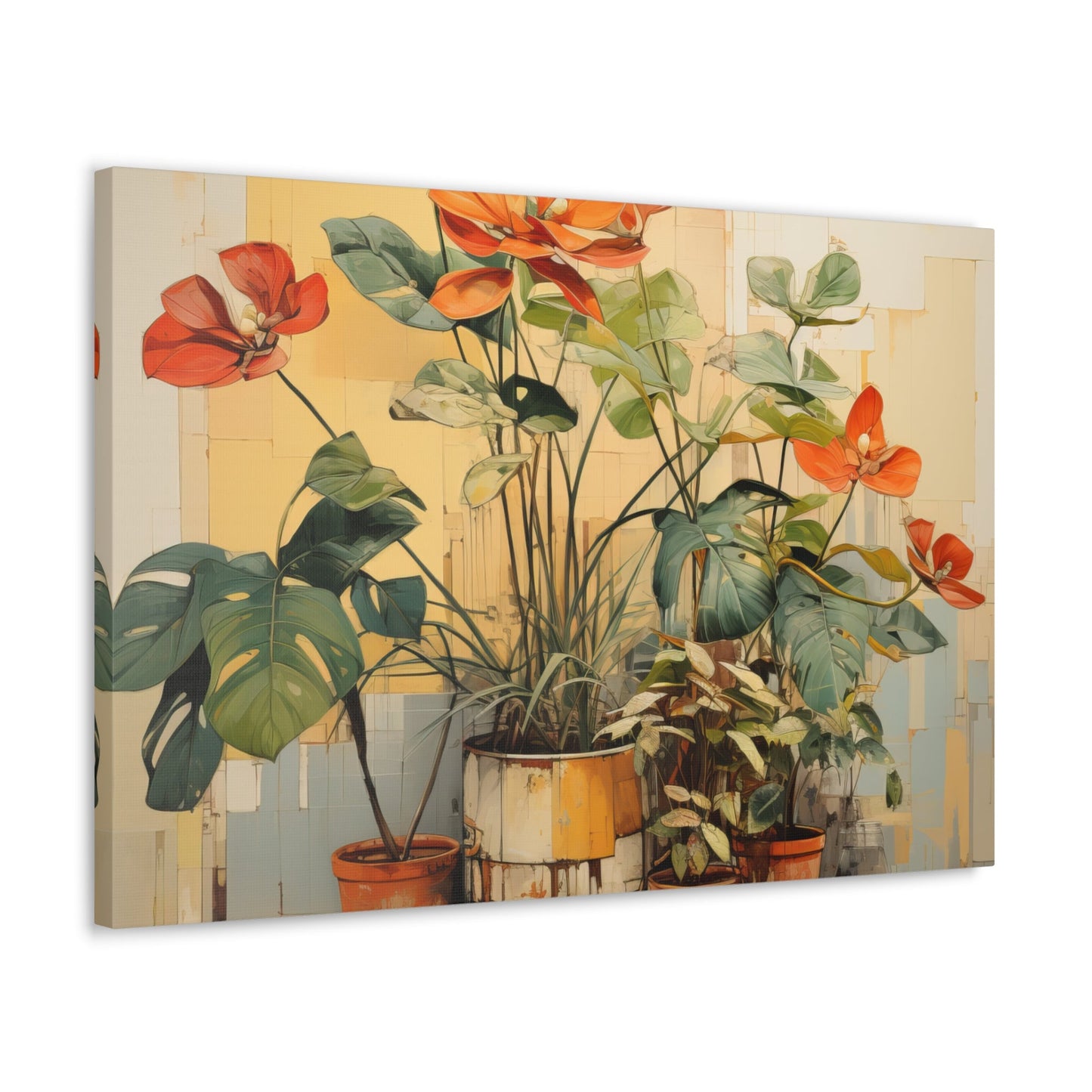 Wall Art Decor, Canvas Print Artwork, Earthy Rustic Potted Plants - Yoru Says