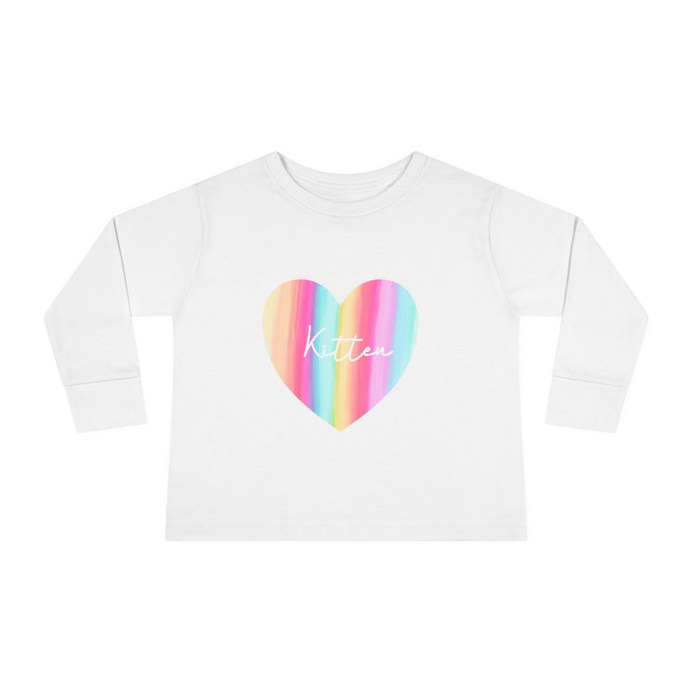 Rainbow kitten heart - Toddler Long Sleeve Tee - Yoru Says