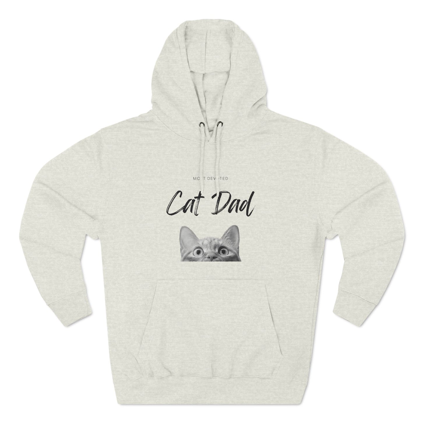 Three-Panel Devoted Cat Dad Fleece Hoodie - Yoru Says