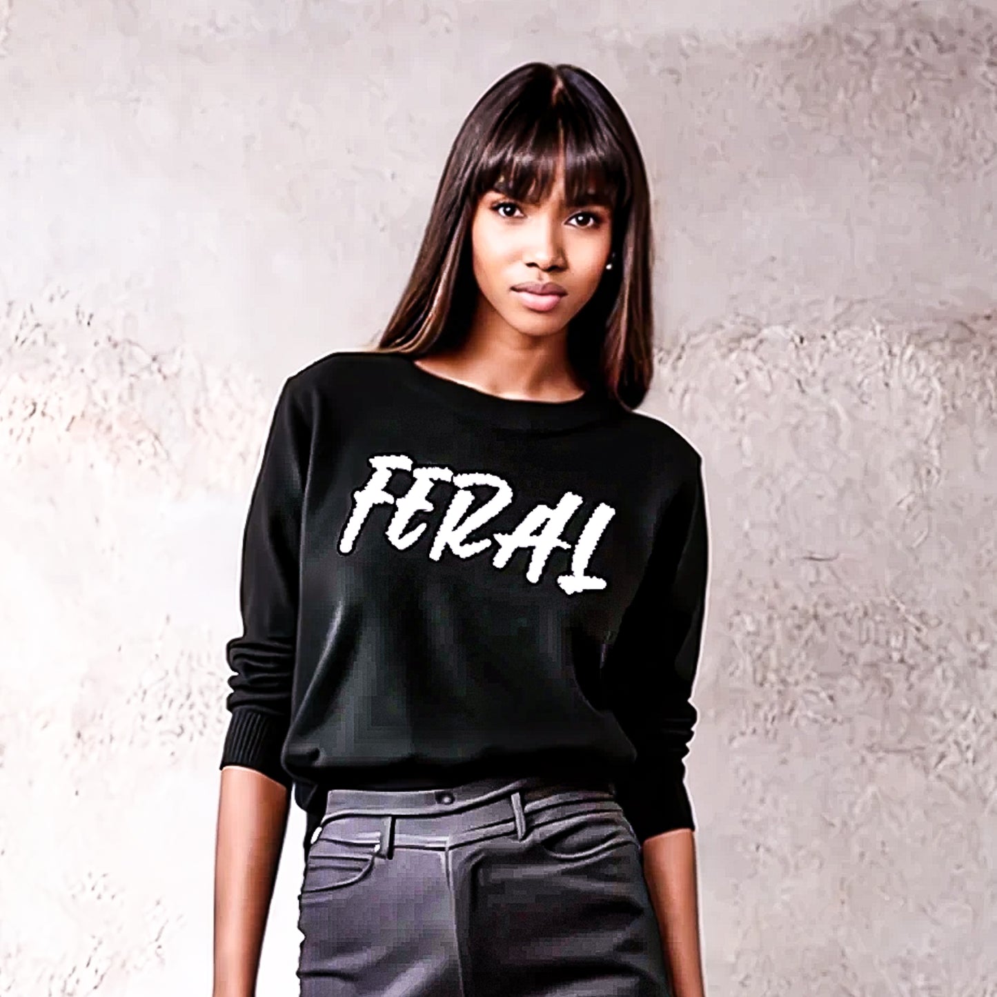 Feral Knitted crew neck sweater - Yoru Says