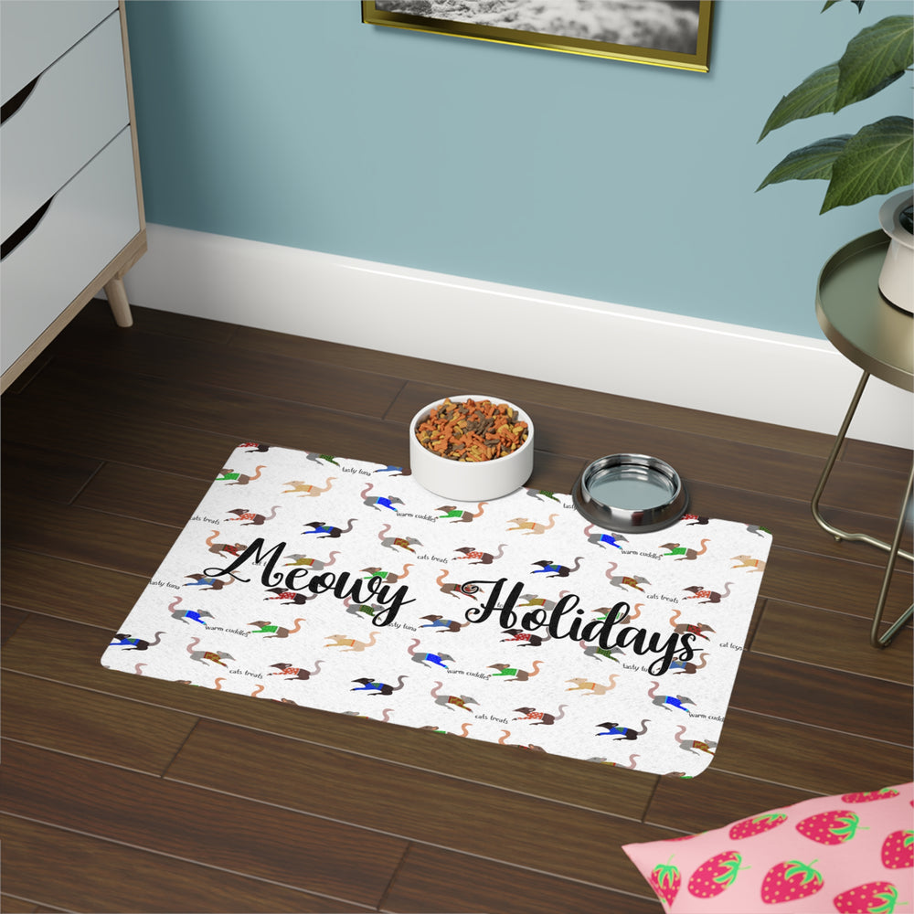 
                  
                    Meowy Holidays - Cat Food Mat (12x18) - Yoru Says
                  
                