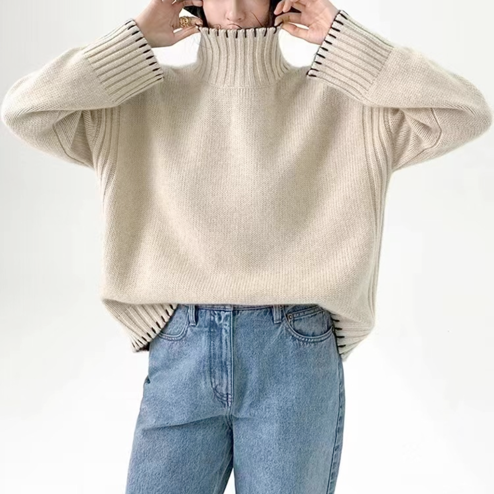 Women's High Collar Turtle Neck Sweater - Yoru Says