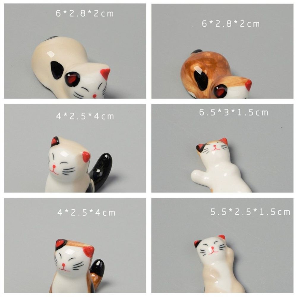 
                  
                    Porcelain Cat Chopstick Holders Set of Six - Yoru Says
                  
                