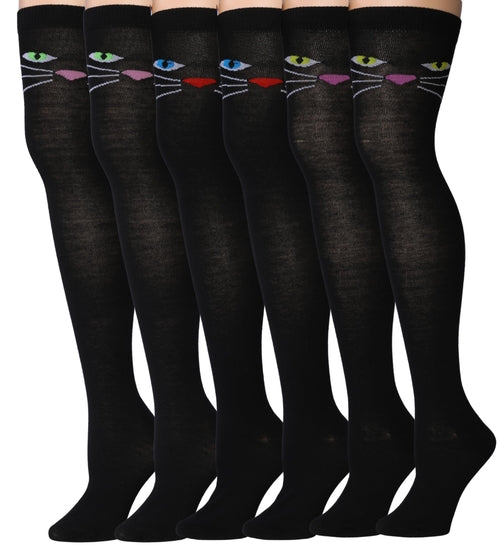 Iconic Cat Faces  knee-high socks (3 pairs) - Yoru Says