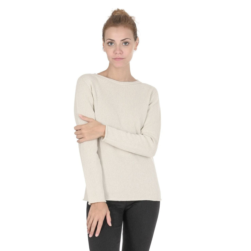 Crown of Edinburgh Cashmere Womens Boat Neck Sweater COE 0015 CREAM - Yoru Says