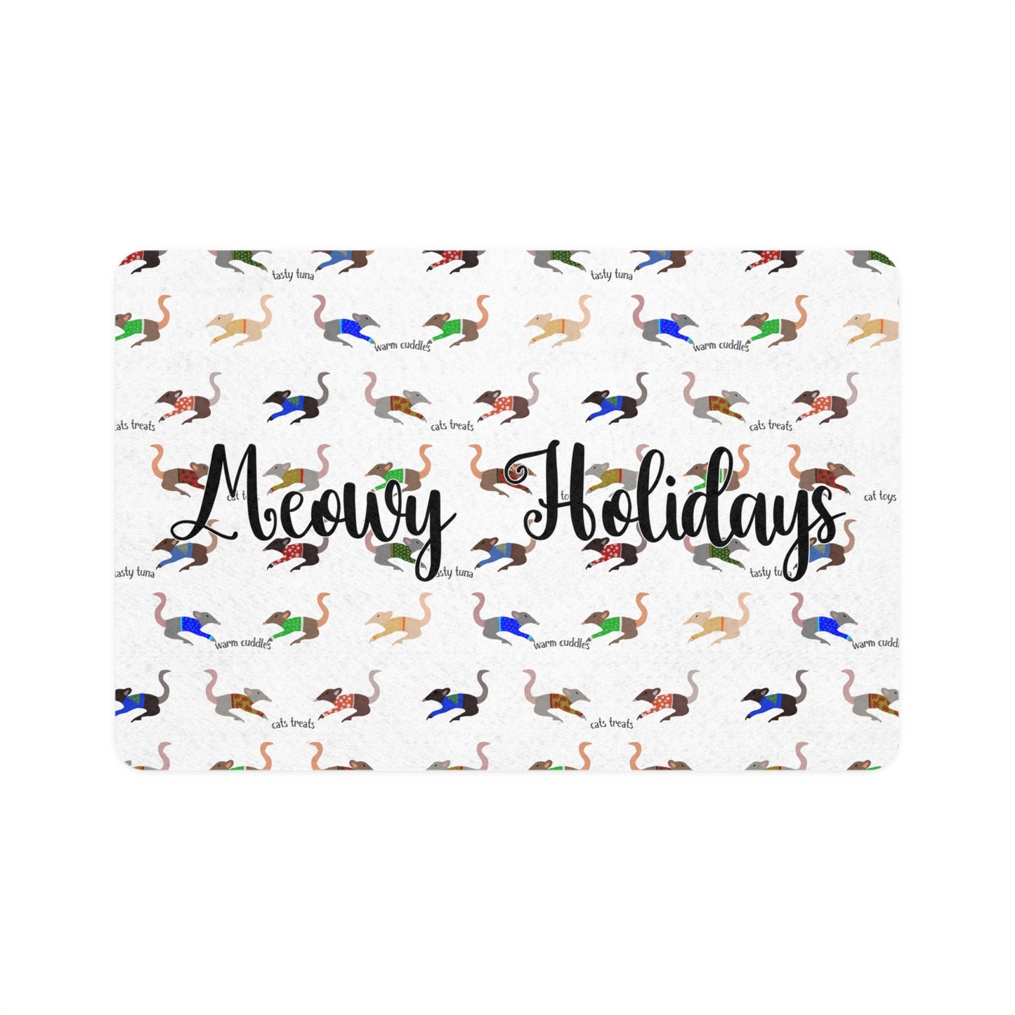 Meowy Holidays - Cat Food Mat (12x18) - Yoru Says