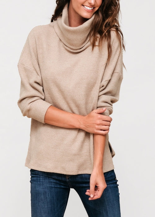 
                  
                    Women's Turtle Neck Ribbed Oversize Sweater Top - Yoru Says
                  
                