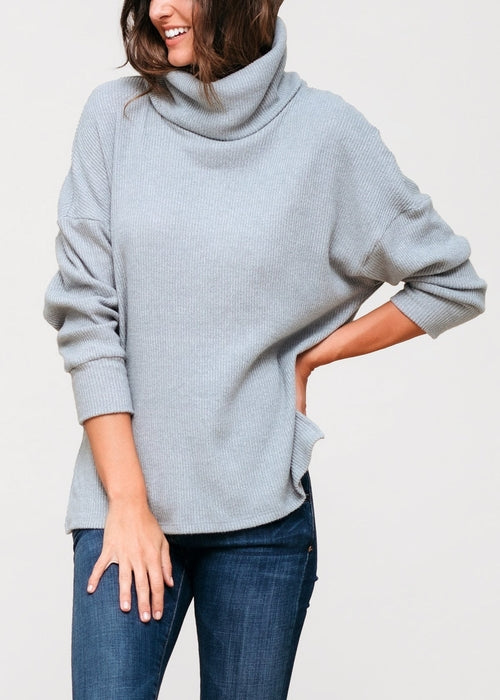 
                  
                    Women's Turtle Neck Ribbed Oversize Sweater Top - Yoru Says
                  
                