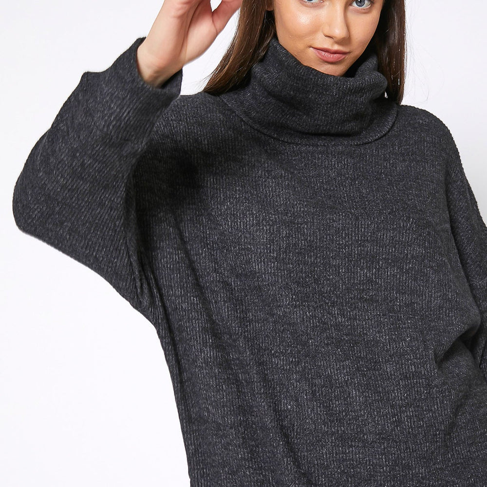 
                  
                    Women's Turtle Neck Ribbed Oversize Sweater Top - Yoru Says
                  
                