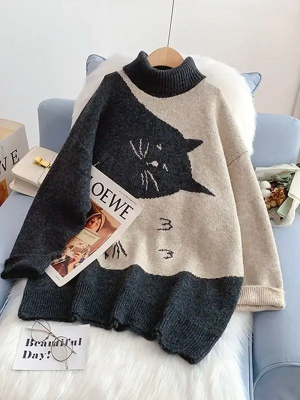 
                  
                    Women's Oversized Knitted Yin Yang  Sweater - Yoru Says
                  
                