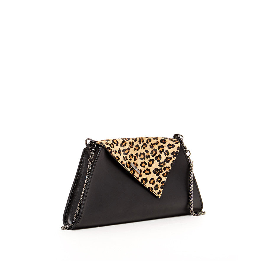 Angelica Black Leopard Clutch Bag - Yoru Says