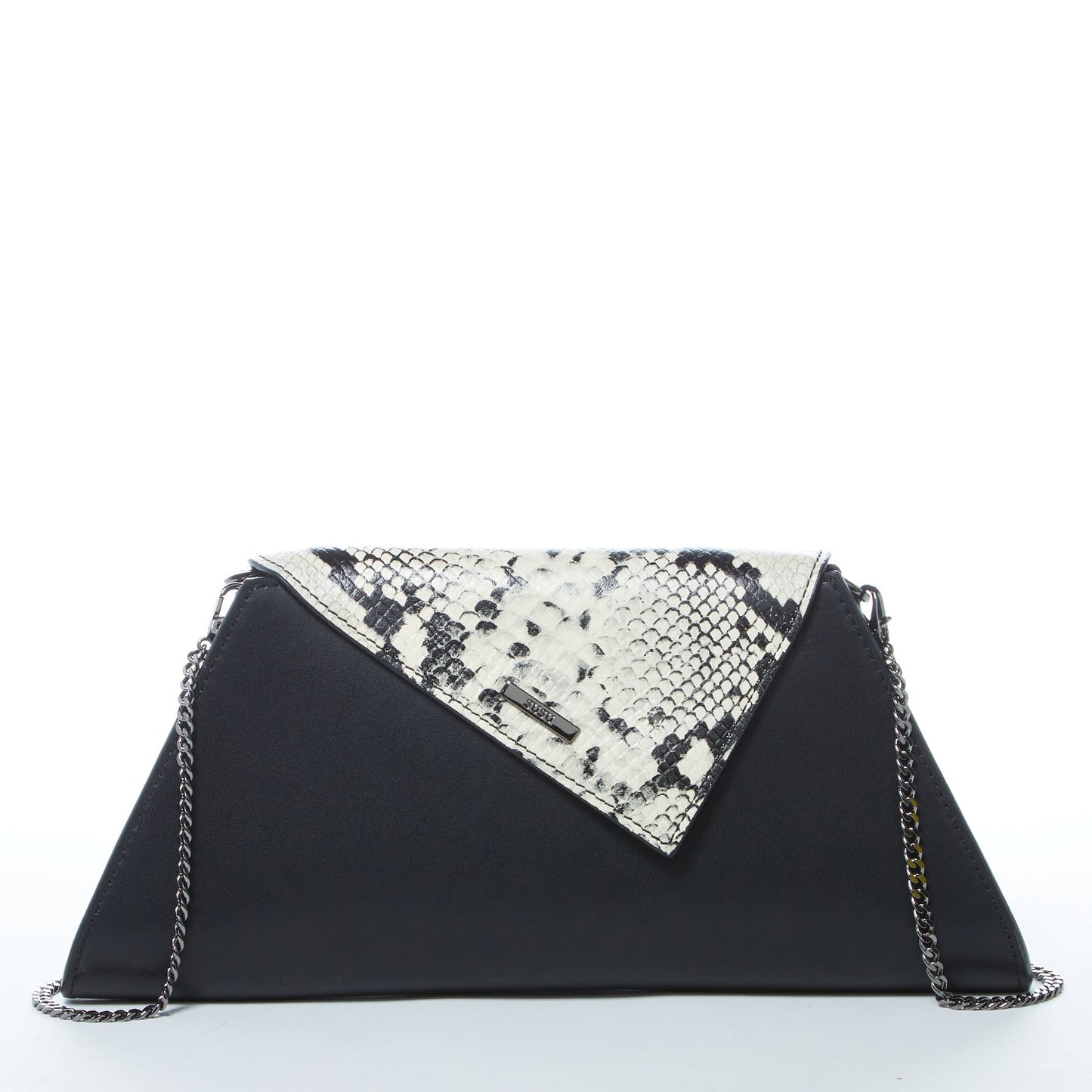 Angelica Leather Clutch Black Snakeskin - Yoru Says