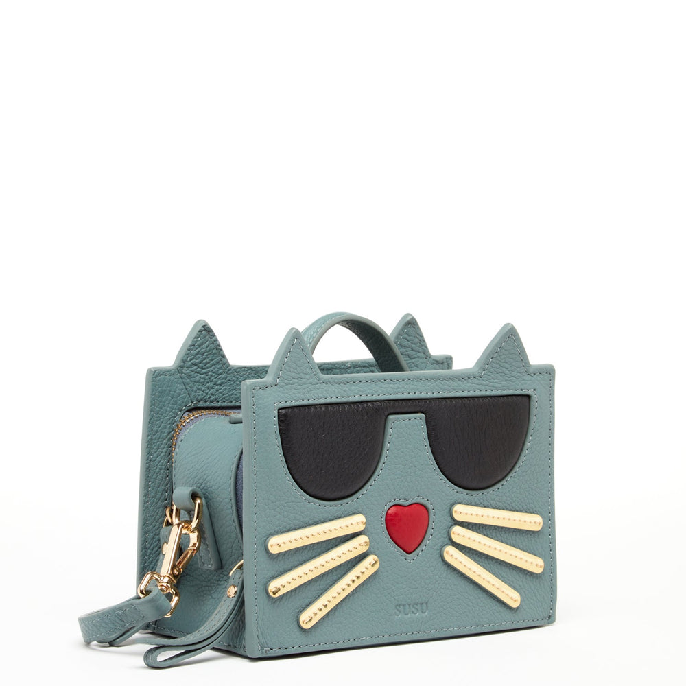 
                  
                    Leather Cat Purse Mineral Blue - Yoru Says
                  
                