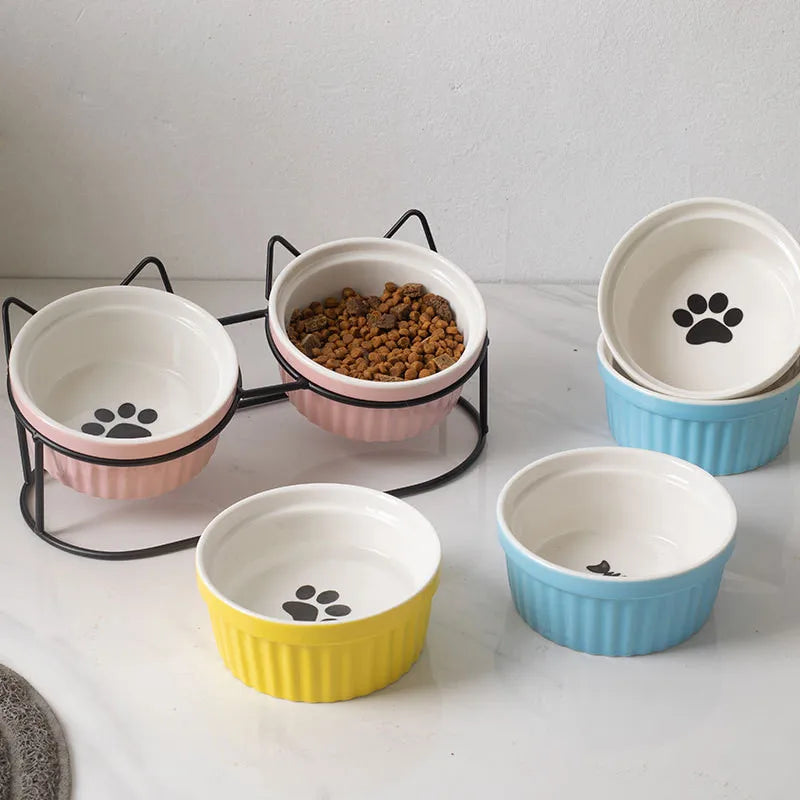 
                  
                    Double Ceramic Elevated Cat Bowls - Prevent Cervical Spondylosis
                  
                