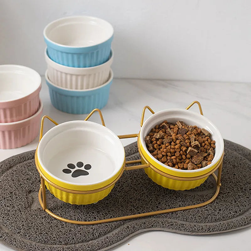 
                  
                    Double Ceramic Elevated Cat Bowls - Prevent Cervical Spondylosis
                  
                