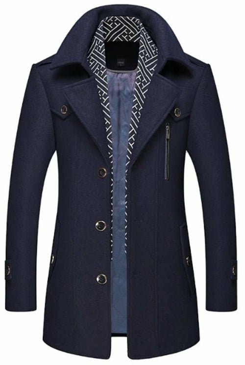 
                  
                    Mens Layered Collar Button Front Mid Length Coat - Yoru Says
                  
                