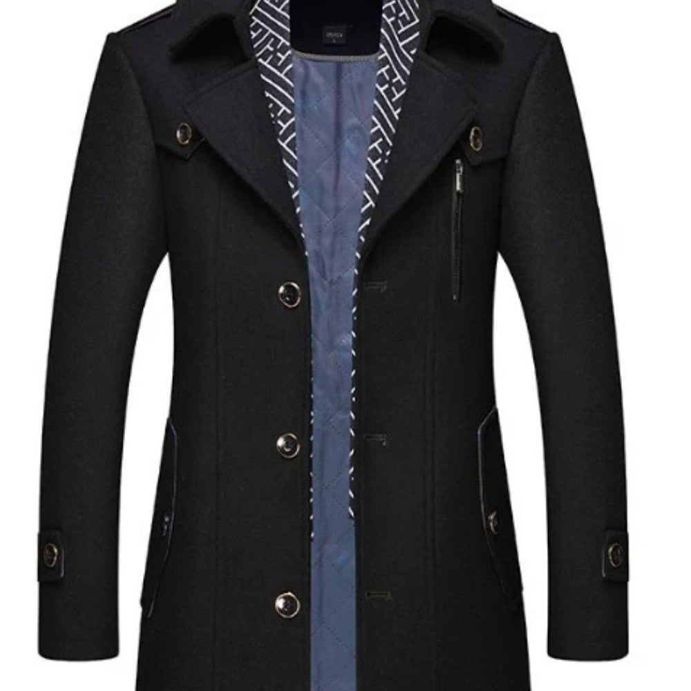 
                  
                    Mens Layered Collar Button Front Mid Length Coat - Yoru Says
                  
                