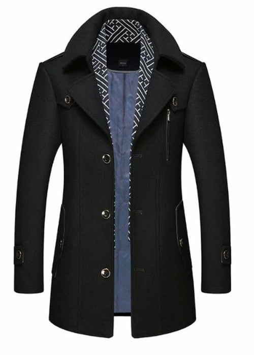 
                  
                    Mens Layered Collar Button Front Mid Length Coat - Yoru Says
                  
                