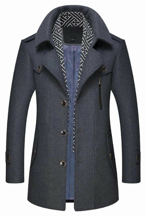 
                  
                    Mens Layered Collar Button Front Mid Length Coat - Yoru Says
                  
                