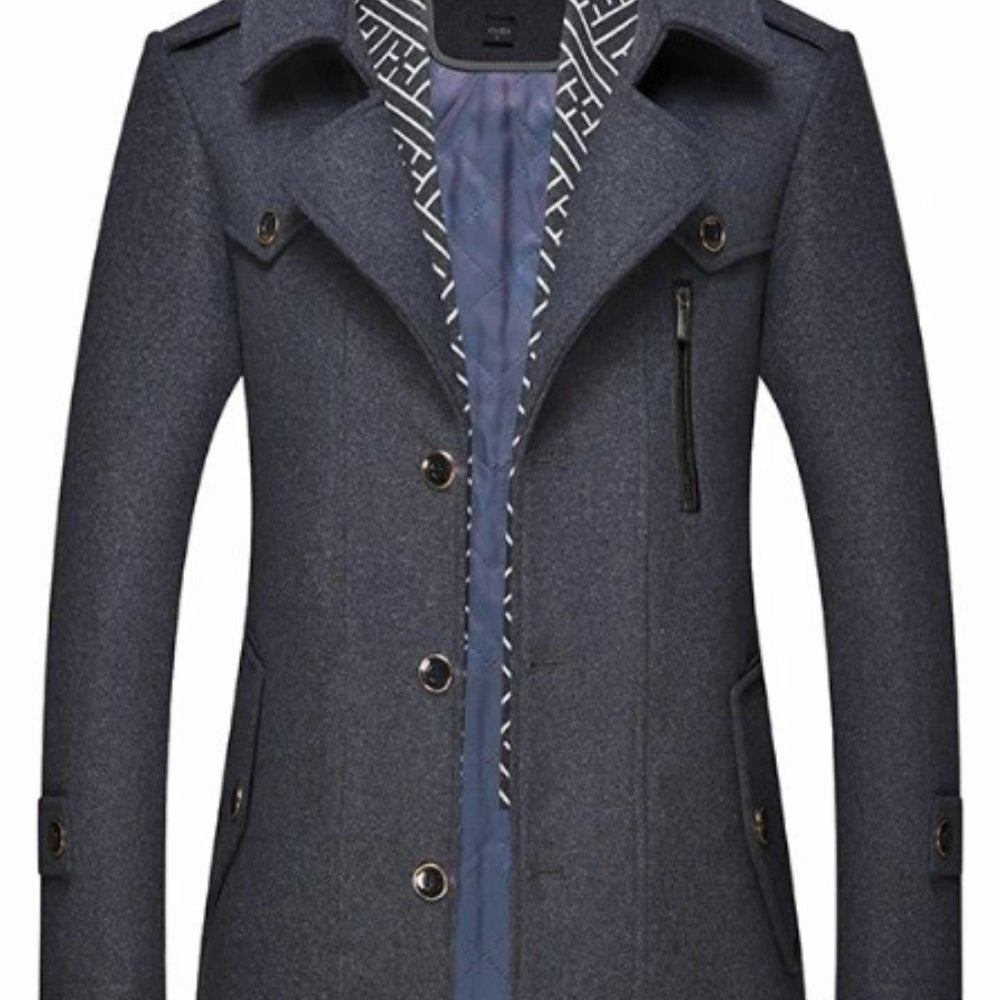 
                  
                    Mens Layered Collar Button Front Mid Length Coat - Yoru Says
                  
                