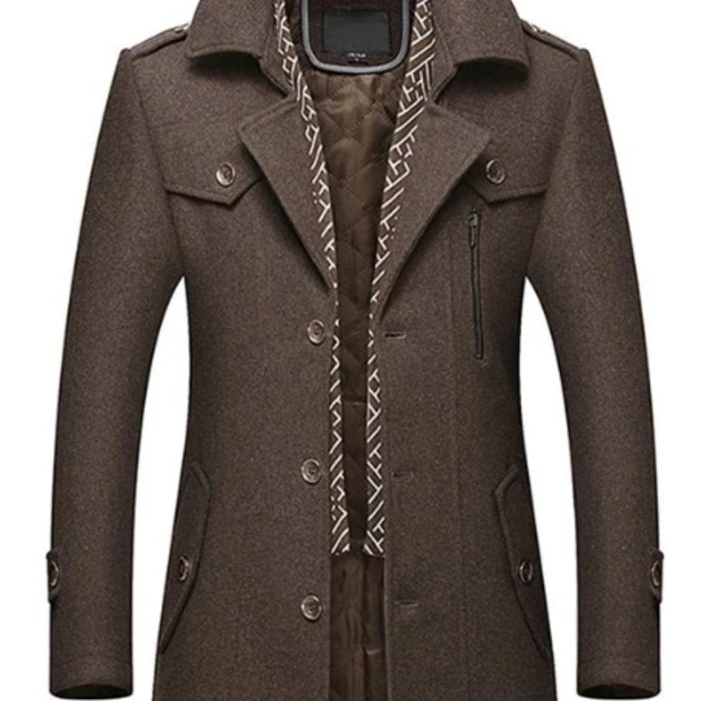 
                  
                    Mens Layered Collar Button Front Mid Length Coat - Yoru Says
                  
                