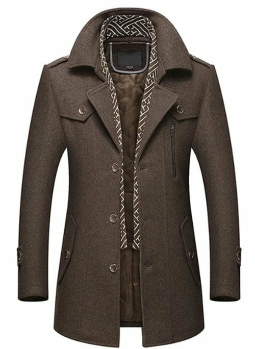 
                  
                    Mens Layered Collar Button Front Mid Length Coat - Yoru Says
                  
                