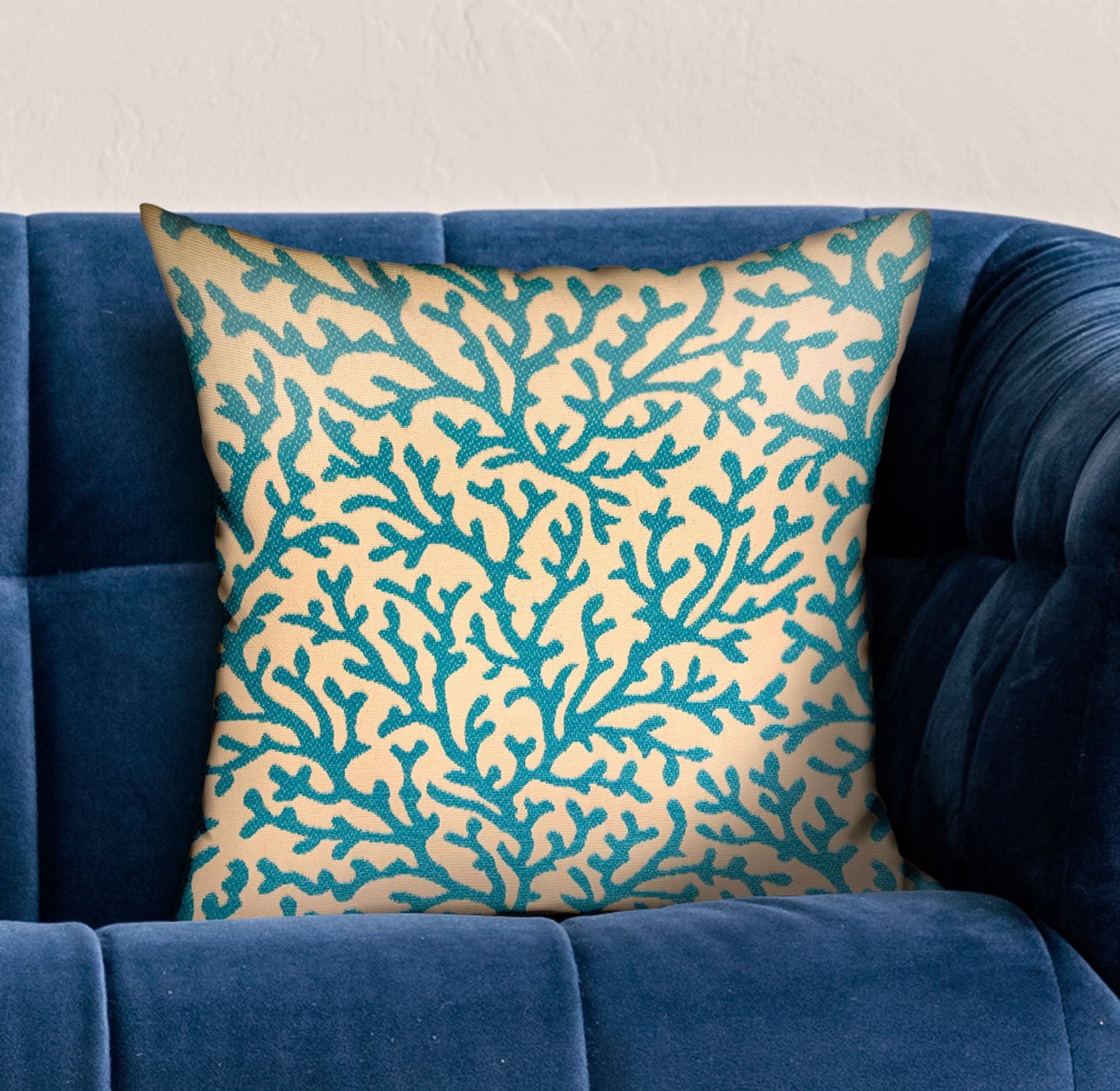 Marlin Vines Blue, cream Floral Luxury Throw Pillow - Yoru Says