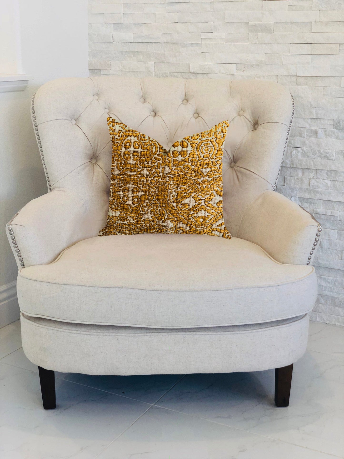 Golden Cosmo Textured Luxury Throw Pillow - Yoru Says