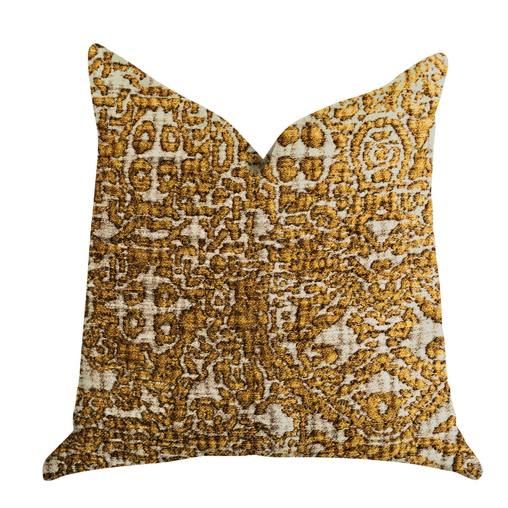 Golden Cosmo Textured Luxury Throw Pillow - Yoru Says