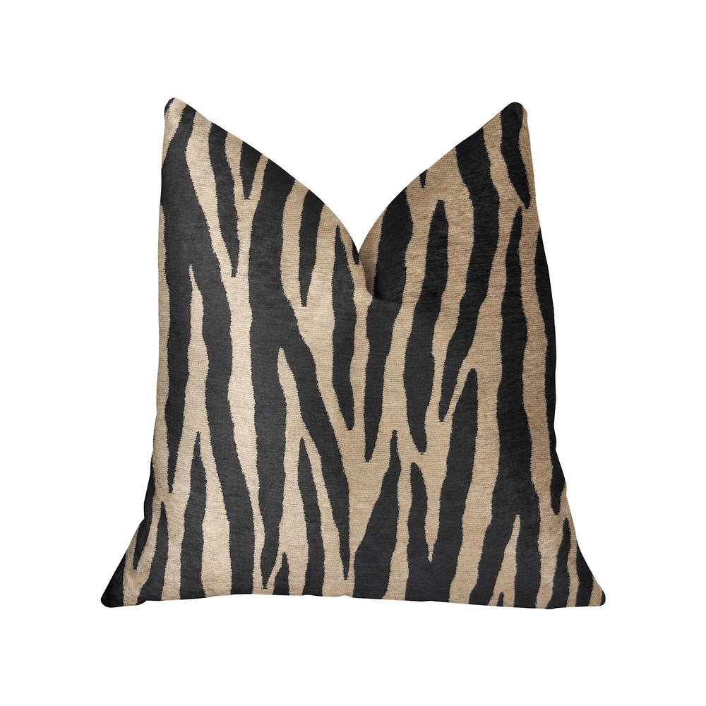 Zippy Zebra Black and Beige Luxury Throw Pillow - Yoru Says