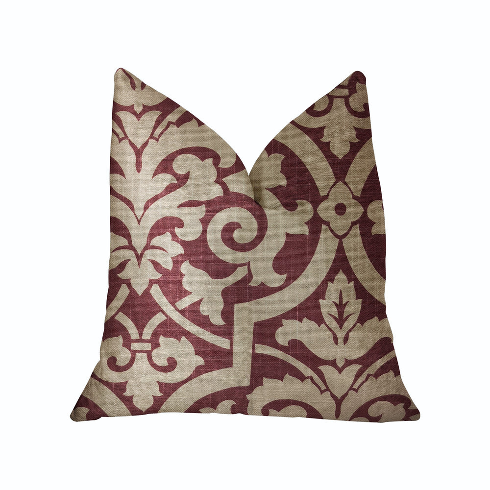 Sacred Shield Red and Beige Luxury Throw Pillow - Yoru Says