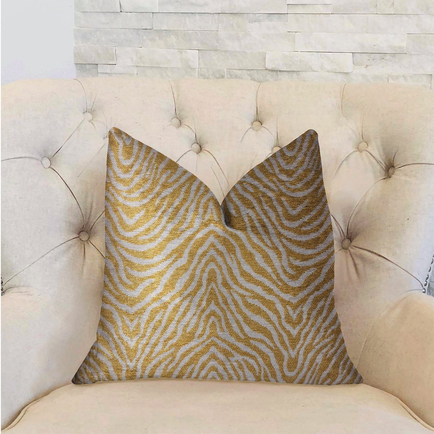 Oasis Waves Yellow and Beige Luxury Throw Pillow - Yoru Says