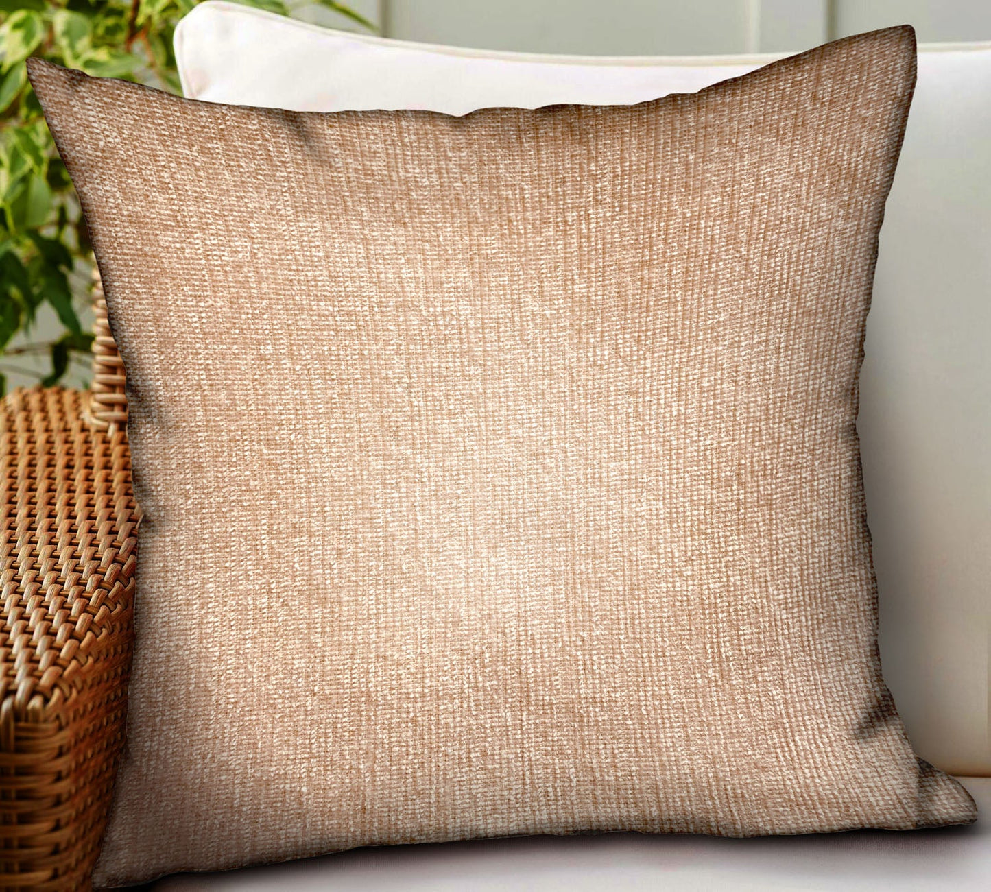 Lush Sepia Off White Solid Luxury Outdoor/Indoor Throw Pillow - Yoru Says