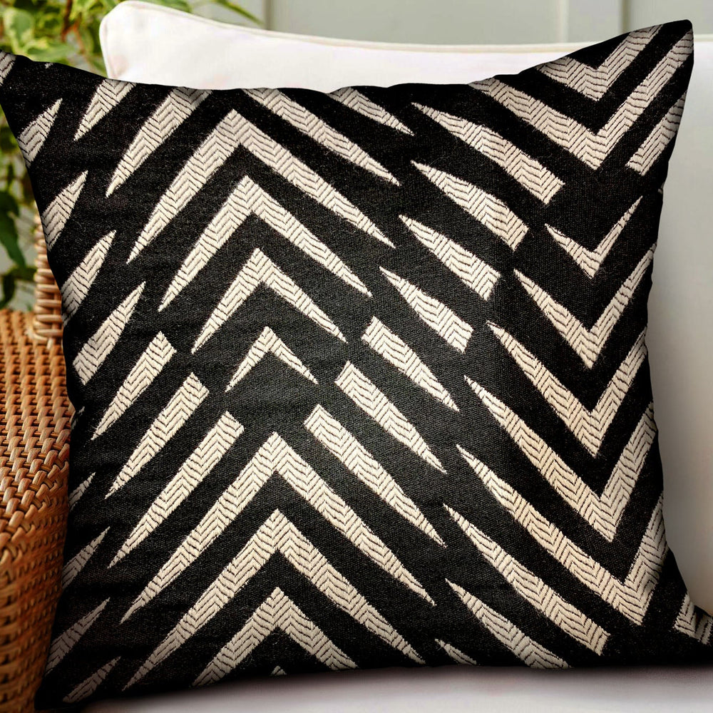 Raven Palm Black Geometric Luxury Outdoor/Indoor Throw Pillow - Yoru Says