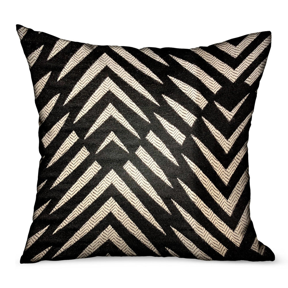 Raven Palm Black Geometric Luxury Outdoor/Indoor Throw Pillow - Yoru Says