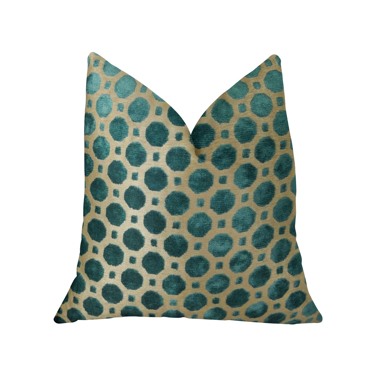 Velvet Aquamarine Turquoise and Taupe Handmade Luxury Pillow - Yoru Says