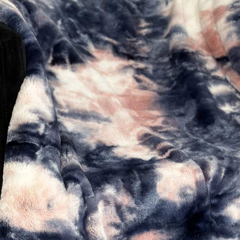 Plutus Pink Navy Fureal Faux Fur Luxury Throw Blanket - Yoru Says