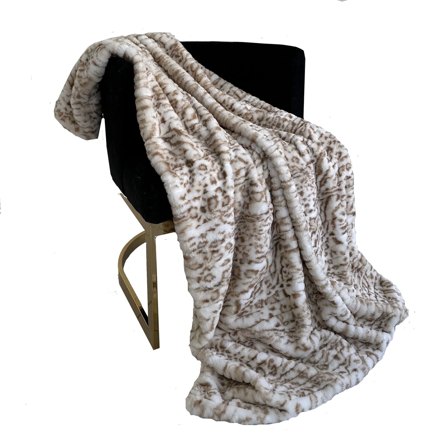 Plutus Light Brown Luxe Lash Faux Fur Luxury Throw Blanket - Yoru Says