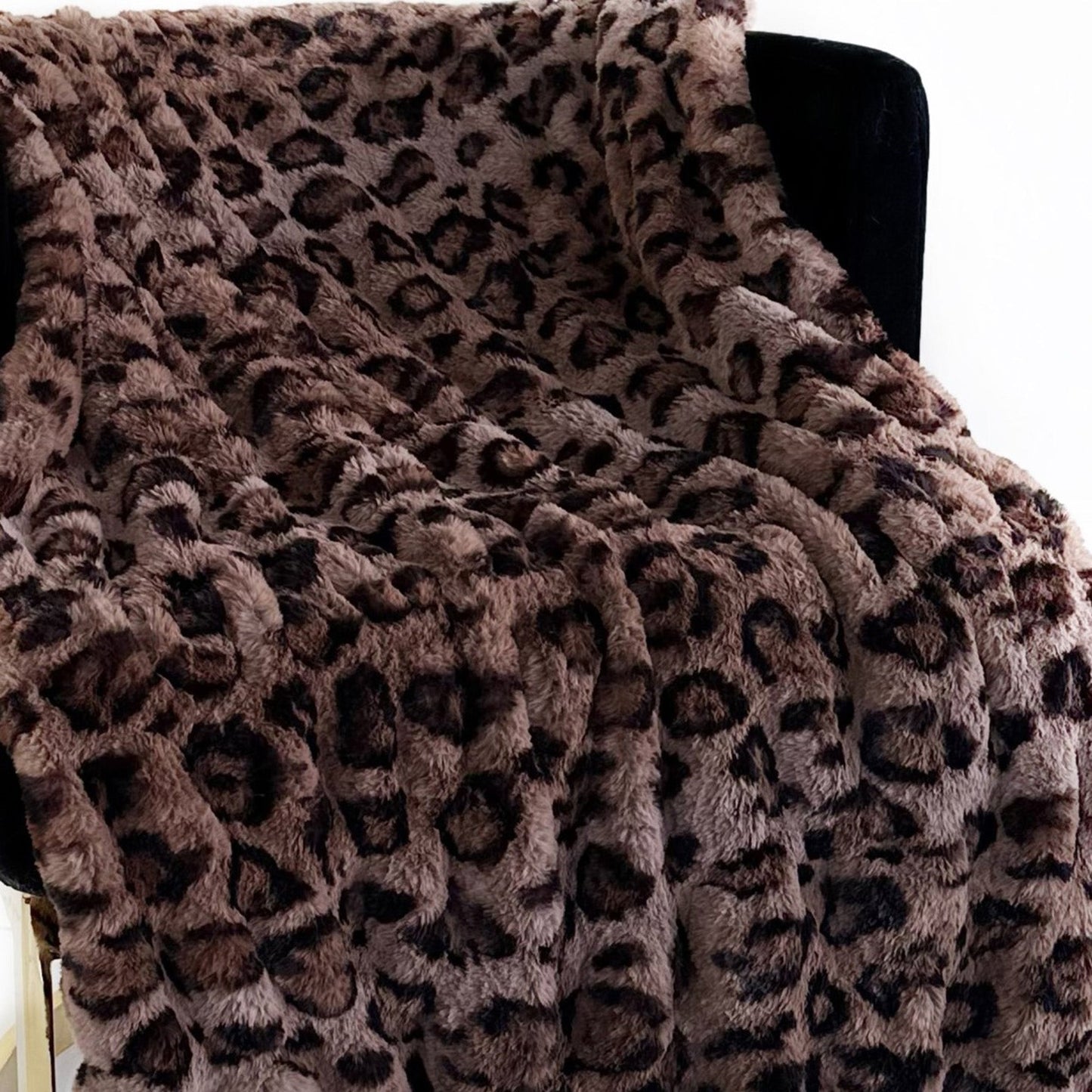 Plutus Brown Leopard Faux Fur Luxury Throw Blanket - Yoru Says