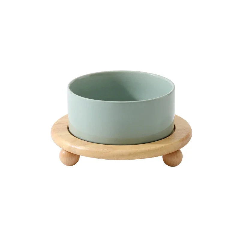 
                  
                    Elevated, Ceramic  Double Feeding Bowls with Wooden Stand
                  
                