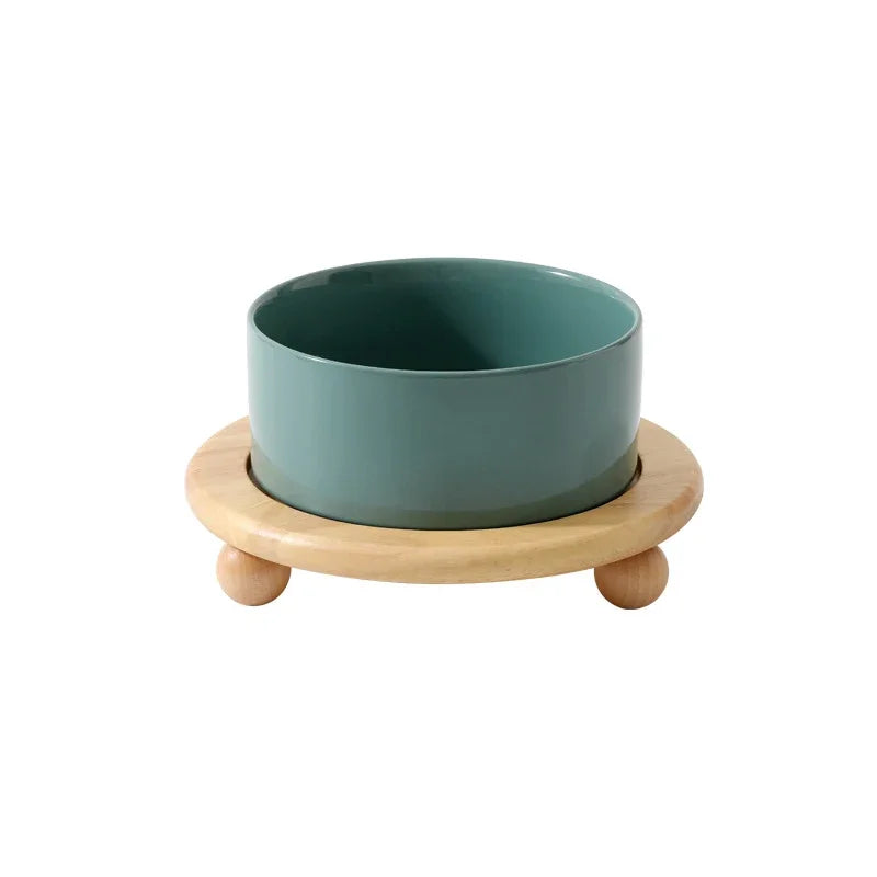 
                  
                    Elevated, Ceramic  Double Feeding Bowls with Wooden Stand
                  
                