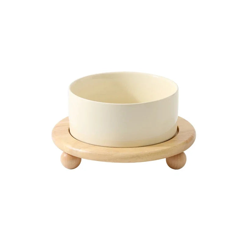 
                  
                    Elevated, Ceramic  Double Feeding Bowls with Wooden Stand
                  
                