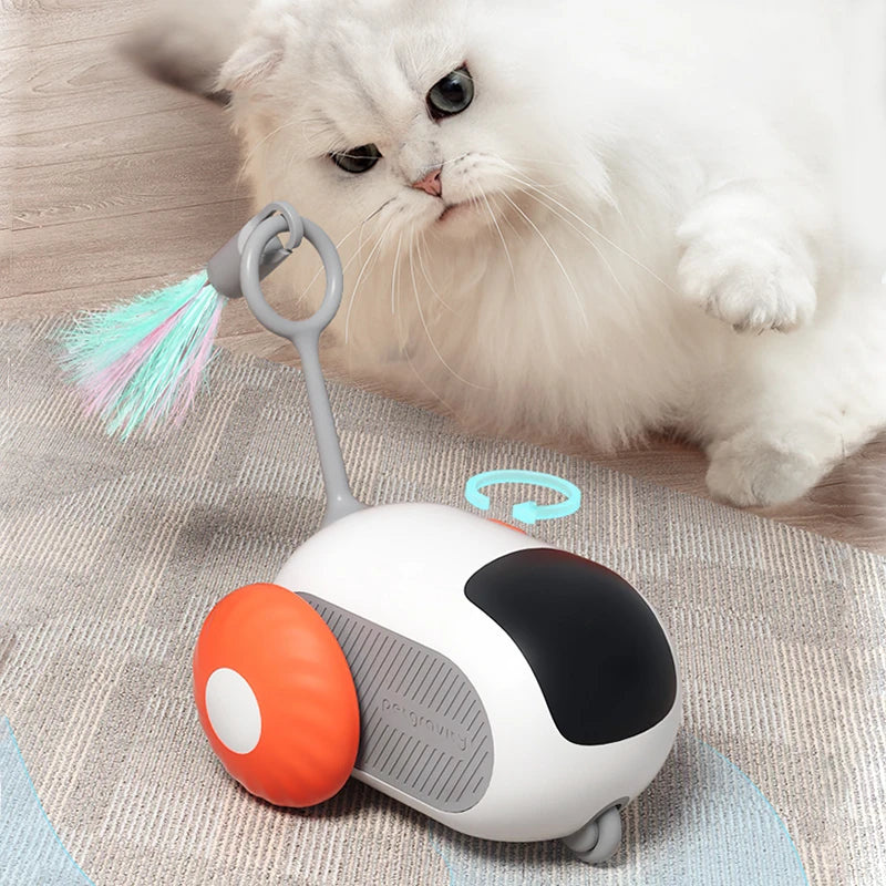 Interactive Electric Remote Control Sports Car Toy for Cats with Feather Mice and Sticks - Yoru Says