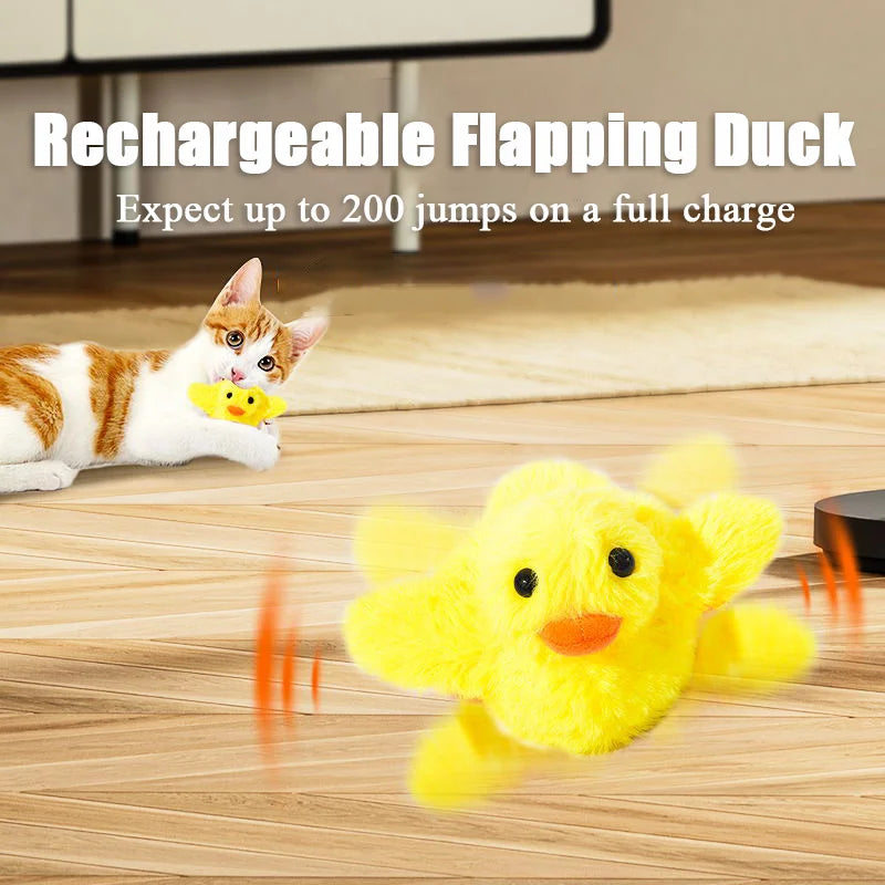 Wiggly Duck Delight: Interactive Cat Plush Toy with Catnip & Vibration Fun! - Yoru Says