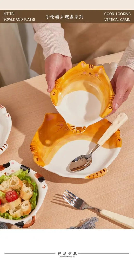 
                  
                    Adorable Cat-Themed , Hand-painted Ceramic Bowl - Yoru Says
                  
                