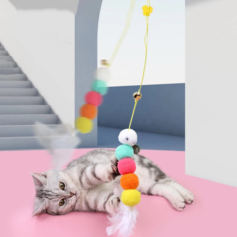 Interactive Feather Bell Cat Teasing Wand with High Elastic Rope for Kittens - Yoru Says