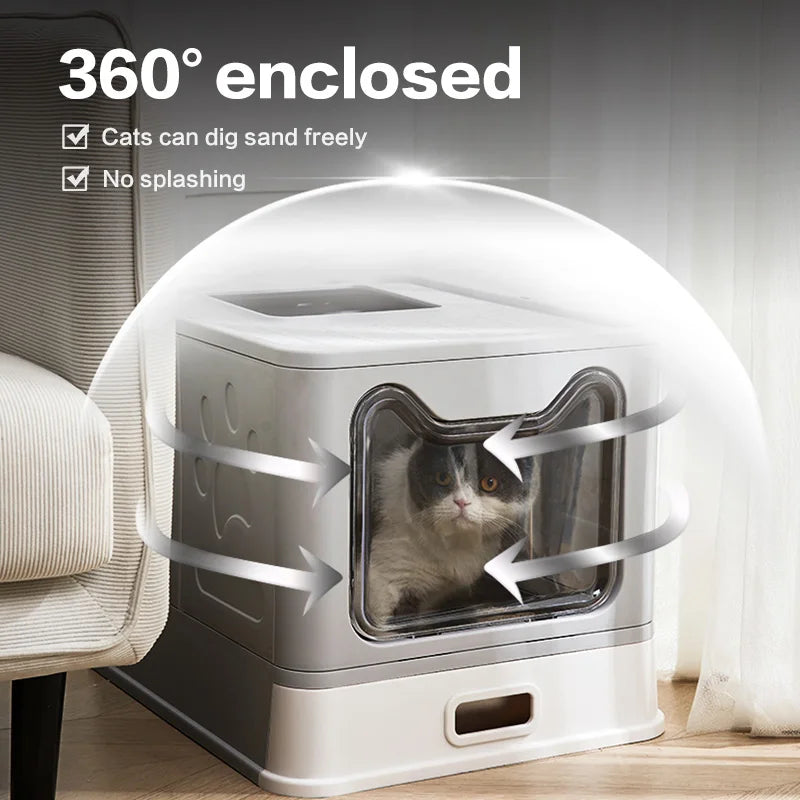 Fold Enclosed Stainless Steel Cat Litter Box