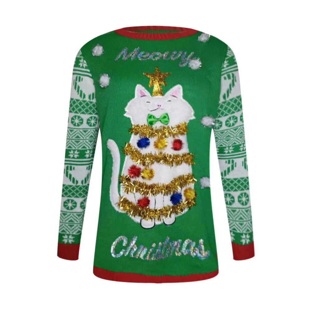 Christmas 2024 Meowy Ugly Sweater - Yoru Says