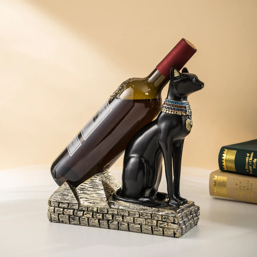 Resin Egyptian Cat God Wine Holder - Yoru Says