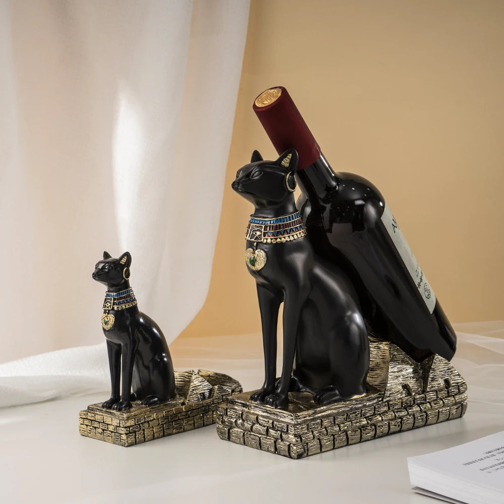 Resin Egyptian Cat God Wine Holder - Yoru Says